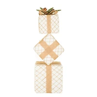 Off-White Cloth Stack of Presents with Braided Wrapping