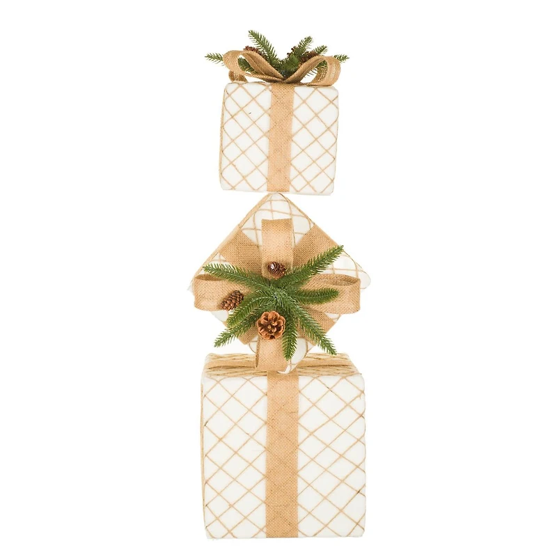 Off-White Cloth Stack of Presents with Braided Wrapping