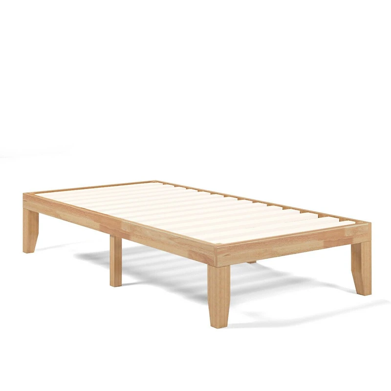 Twin Rubber Wood Platform Bed Frame, Slat Support