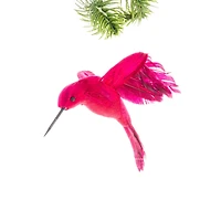 Magenta Feathered Hummingbird Ornament with Red Chin, Pack of 8