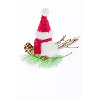 Hanging White and Red Fabric Perched Bird Ornament, Pack of 10