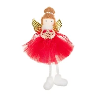 Hangable Red Fabric Sitting Ballet Angel Girl Doll, Pack of 10