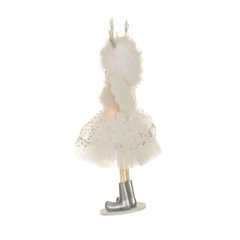 Poupées chérubins suspendues en tissu blanc et argent avec bonnet renne, ensemble de 8