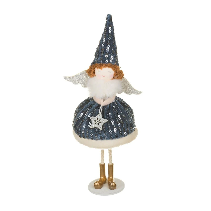 Hangable Sequin Blue Fabric Peaceful Angel Girl Doll, Pack of 6