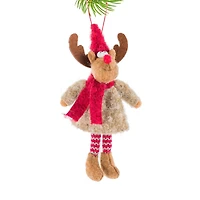 Hanging Brown Fabric Reindeer Doll with Scarf, Pack of 10