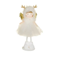 Hangable White Fabric Cherub Girl Doll Reindeer Hat, Pack of 8