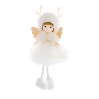 White Fabric Cherub Girl Doll Reindeer Hat, Pack of 10