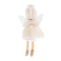 Sitting Off-White Fabric Cherub Girl Doll with Tree, Pack of 6