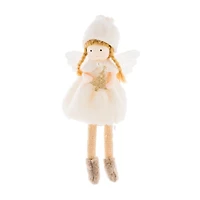 Sitting Off-White Fabric Cherub Girl Doll with Tree, Pack of 6
