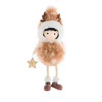 Poupée faon brun tacheté assise en tissu duveteux étoile, ensemble de 10