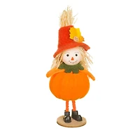 Orange Fabric Scarecrow Girl Doll with Pumpkin Dress, Pack of 10