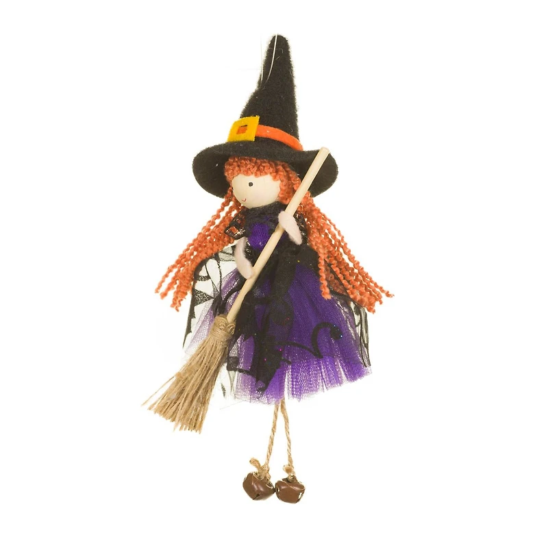 Purple and Black Fabric Witch Girl Doll Bat Dress, Pack of 8