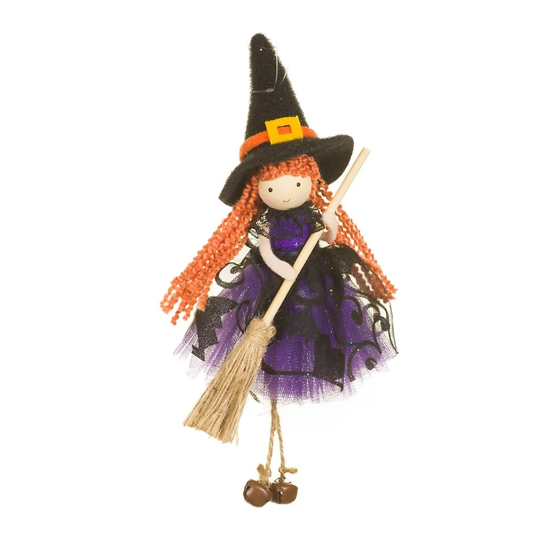 Purple and Black Fabric Witch Girl Doll Bat Dress, Pack of 8