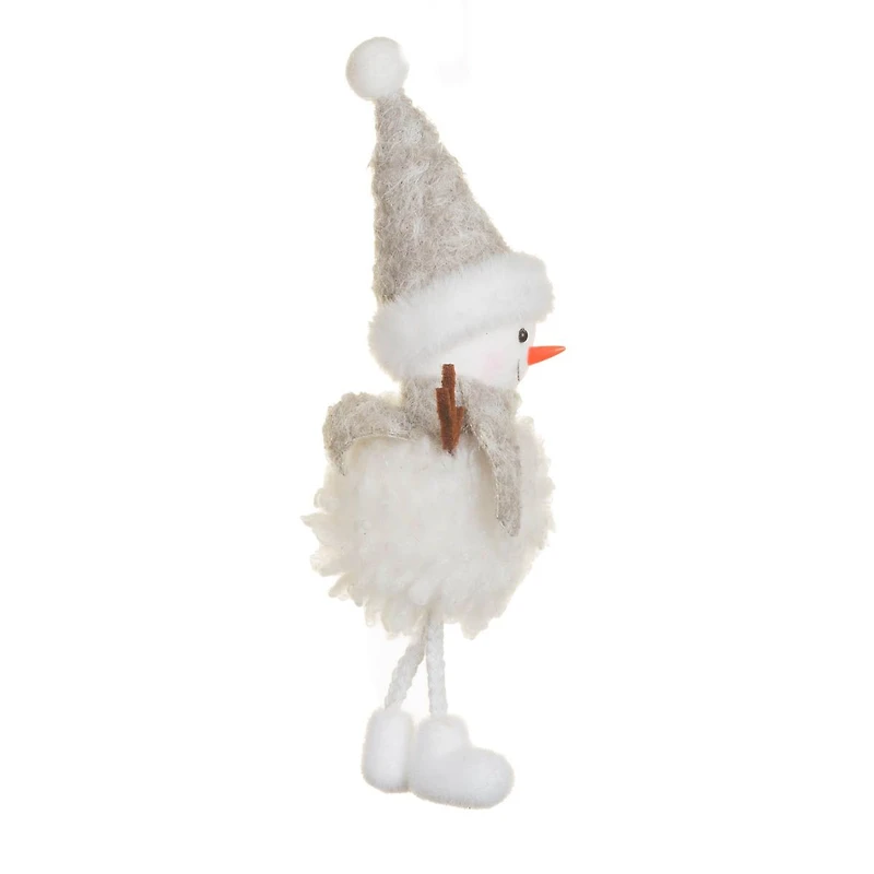 Fluffy Off-White Fabric Hat Snowman Doll Scarf, Pack of 10
