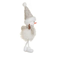 Fluffy Off-White Fabric Hat Snowman Doll Scarf, Pack of 10