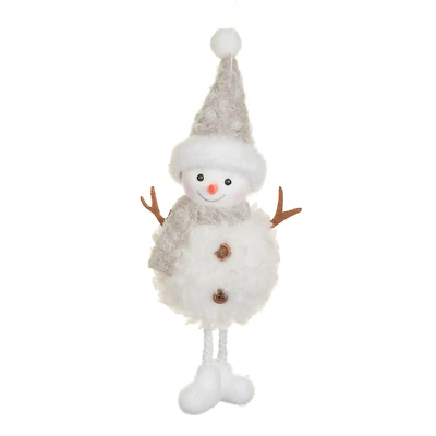 Fluffy Off-White Fabric Hat Snowman Doll Scarf, Pack of 10