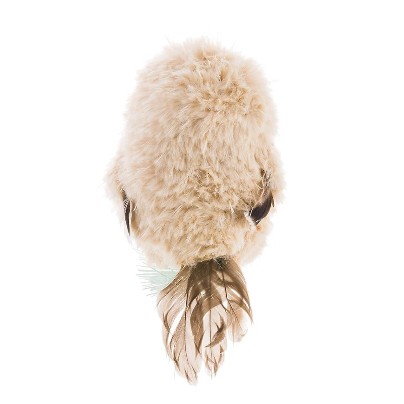 Soft Cream Fabric Perched Owl Ornament Feathers, Pack of 6