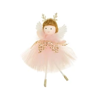 Poupées ballerines suspendues en tissu rose avec serre-tête renne, ensemble de 10