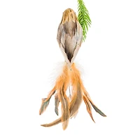 Clip-On Brown Feathered Bird Ornament, Pack of 4