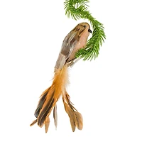 Clip-On Brown Feathered Bird Ornament, Pack of 4