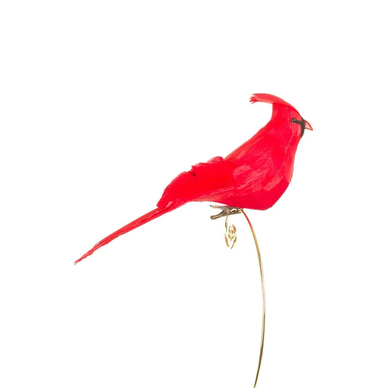 Sitting Clip-On Red Feathered Cardinal Ornament, Pack of 4
