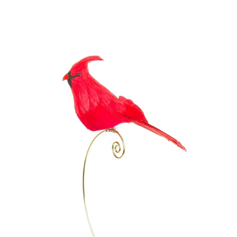 Sitting Clip-On Red Feathered Cardinal Ornament, Pack of 4