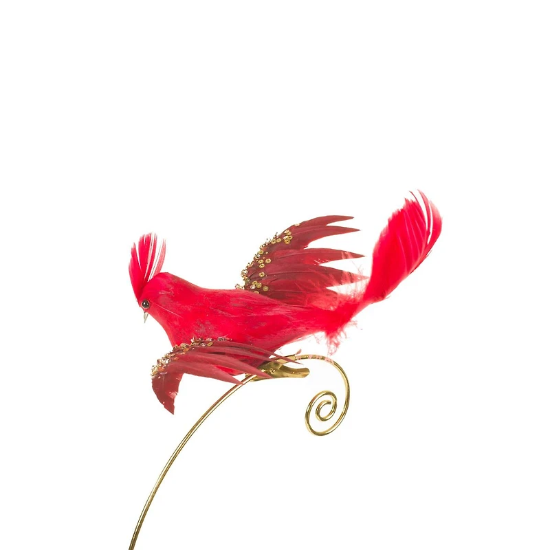 Cardinaux rouges à plumes à clipser, ensemble de 4