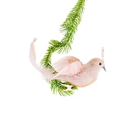 Clip-On Pink Feathered Bird Ornament, Pack of 4