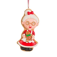 Red and White Clay Mrs. Claus Gingerbread Man Ornament, Pack of 8