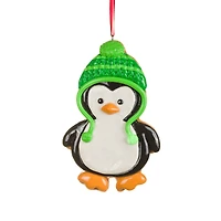 Green Clay Penguin Ornament with Cap, Pack of 10