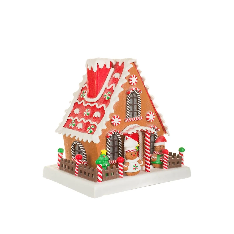 Sparkly Brown and Red Clay Gingerbread Chef's House Warm White LED Display