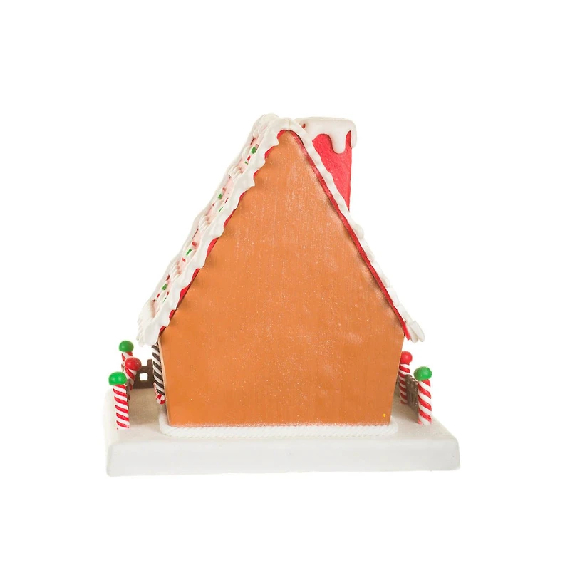 Sparkly Brown and Red Clay Gingerbread Chef's House Warm White LED Display
