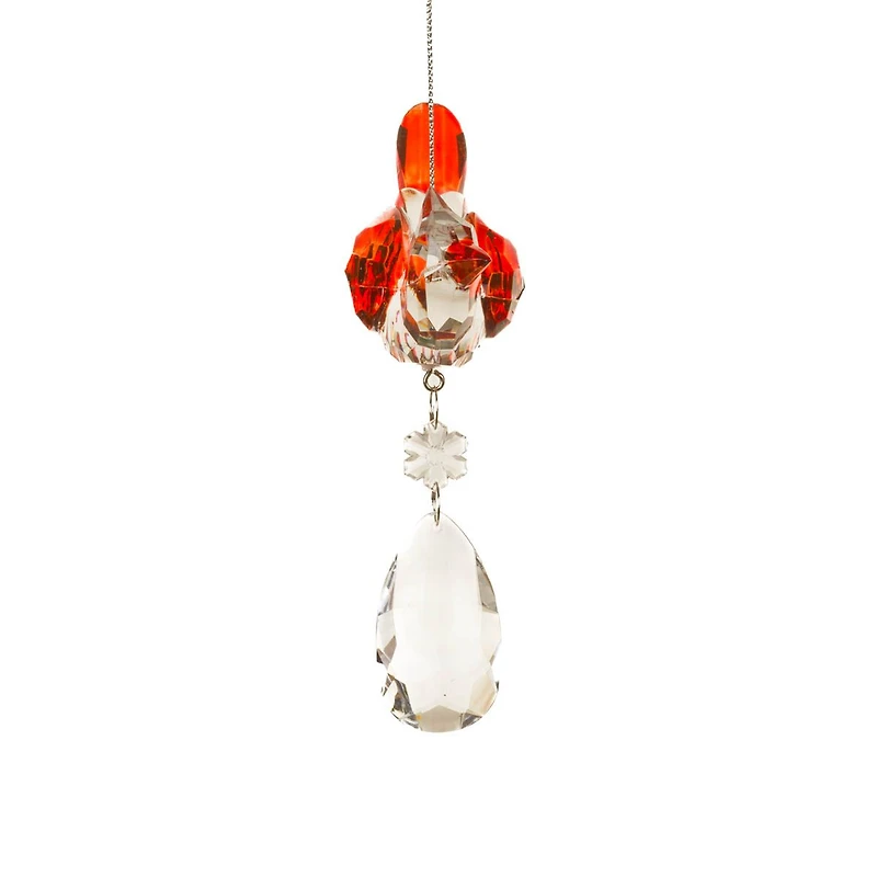 Red Acrylic Glancing Cardinal Ornament Crystal Pendant, Pack of 4