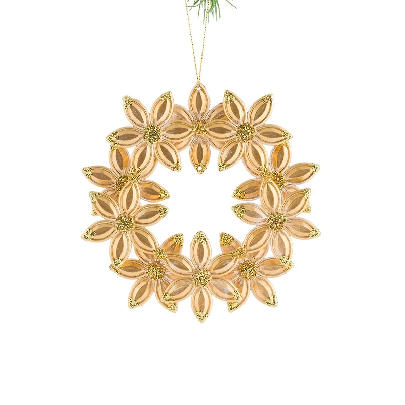 Hanging Gold Acrylic Wreath Ornament, Pack of 4