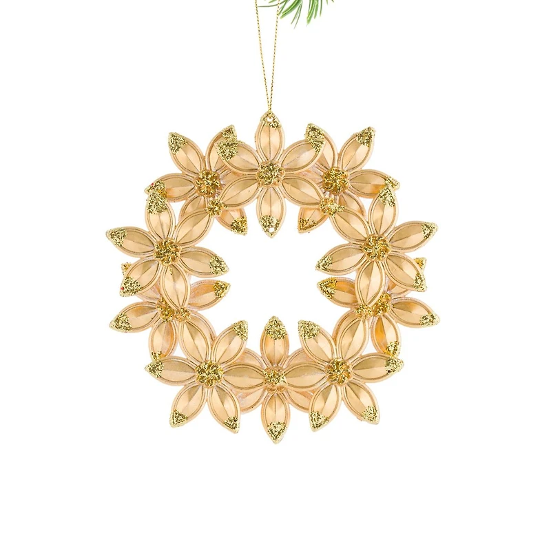 Hanging Gold Acrylic Wreath Ornament, Pack of 4