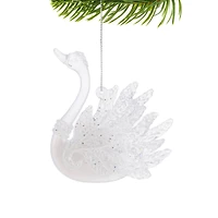 Elegant Hanging Glancing Swan Ornament, Pack of 6