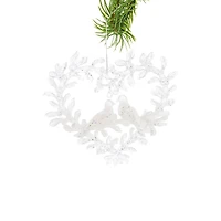 White Acrylic Heart Wreath Ornament Doves, Pack of 6