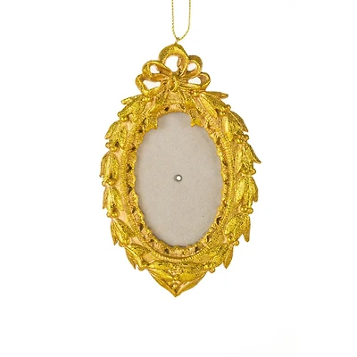 Oval Gold Resin Wreath Photo Frame Ornament Glass Cover, Pack of 3