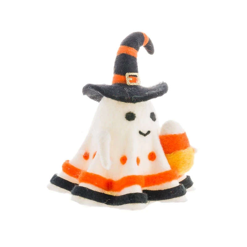 White Wool Candycorn Ghost Accent, Pack of 3