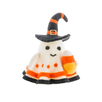 White Wool Candycorn Ghost Accent, Pack of 3