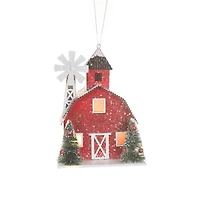 Ornements grange suspendus en carton rouge et blanc scintillant, ensemble de 4