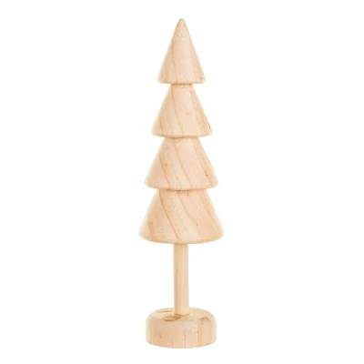 Medium Beige Wooden Conical Tree Accent, Pack of 4