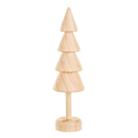 Medium Beige Wooden Conical Tree Accent, Pack of 4