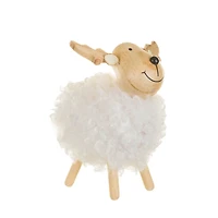 Grandes figurines rennes en bois blanc duveteux, ensemble de 3