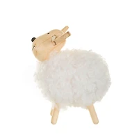 Large Fluffy White Wooden Reindeer Figurine, Pack of 3