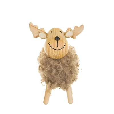 Petites figurines rennes suspendues en bois duveteux, ensemble de 4