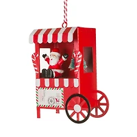 Striped Red and White Metal Santa's Mail Cart Decoration, Pack of 4