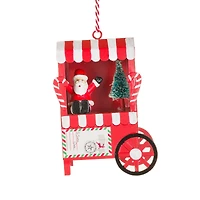 Striped Red and White Metal Santa's Mail Cart Decoration, Pack of 4