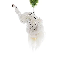 Décoration suspendue tête de Père Noël en tissu blanc et argent, ensemble de 2