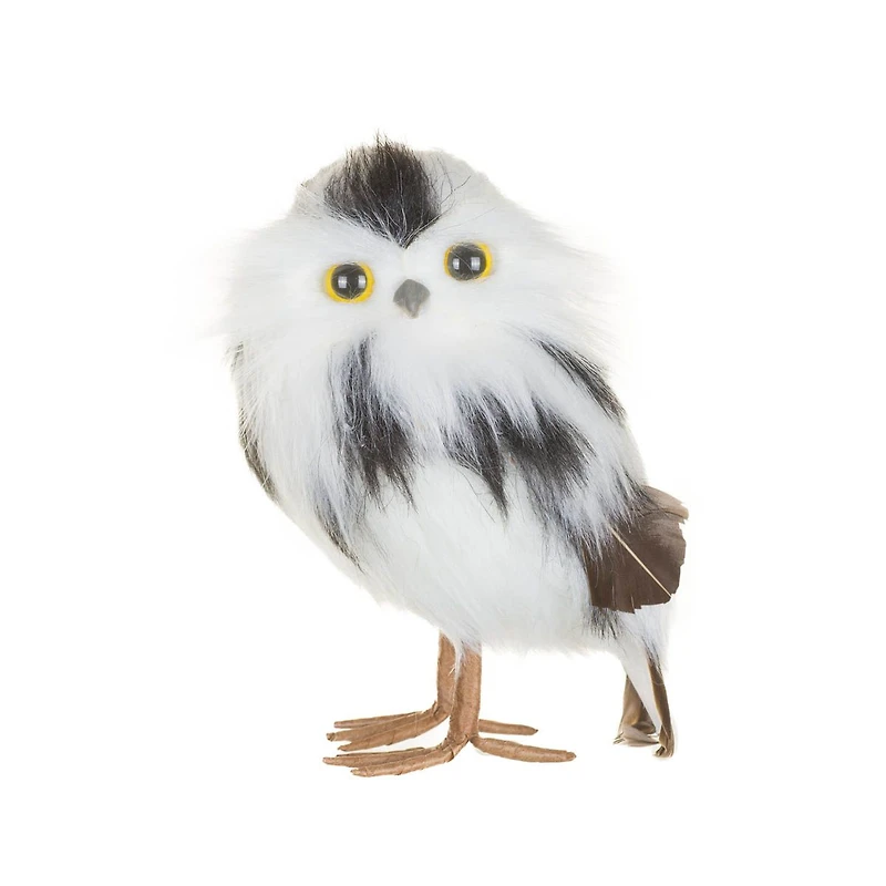 White and Black Foam Snowy Owl Chick Figurine, Pack of 4